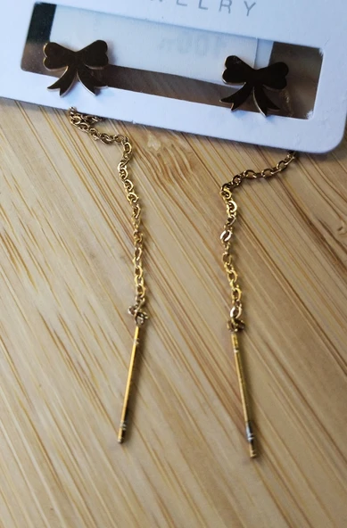 Monalisa Home Gold Renk Metalik Figürlü Sallantılı Küpe