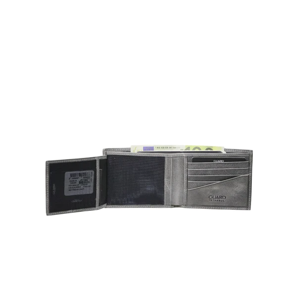 Guard Gri Tiguan Crazy Hakiki Deri Erkek Cüzdanı P777 - Resim 4