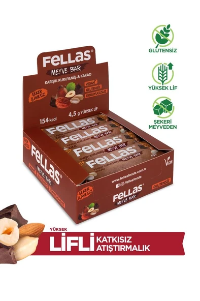 Meyve Bar - Karışık Kuruyemişli ve Kakaolu  40 gr x 12 Adet - 1