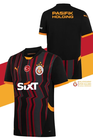Galatasaray Orijinal 2024/25 Alternatif Siyah Forma Aslan Baskılı Hediyelik Ahşap Kutulu - Resim 2