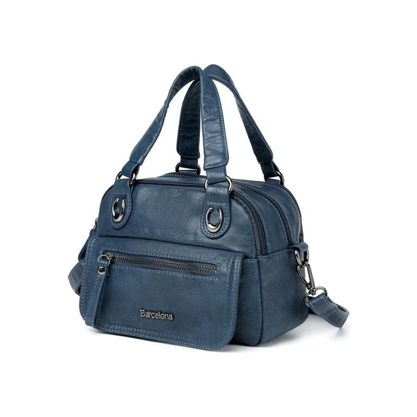 Mini Boy Yıkama Deri Elden Tutmalı Kadın Çantası 21-K Barcelona 1933 - Resim 3