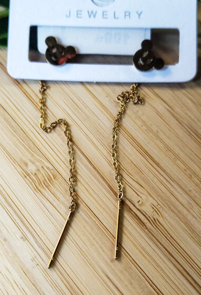 Monalisa Home Gold Renk Metalik Figürlü Sallantılı Küpe ürün görseli 1