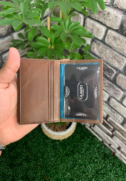 Guard Antik Kahverengi Hakiki Deri Kartlık Erkek / Kadın P1169 - Resim 2