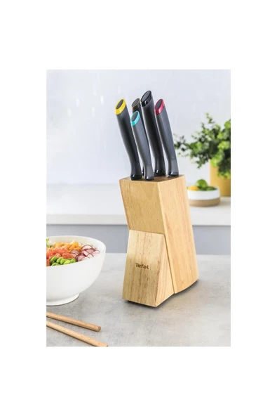 Fresh Kitchen Paslanmaz Çelik Ahşap Blok & 5 Parça Bıçak Seti - 2100130351 - Resim 5