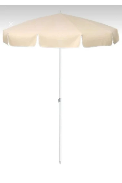 Şemsiye Plaj, Güneş Ve Balkon Şemsiyesi Krem Renk Kalın Kumaş 10 Telli 200cm Çap - Resim 3
