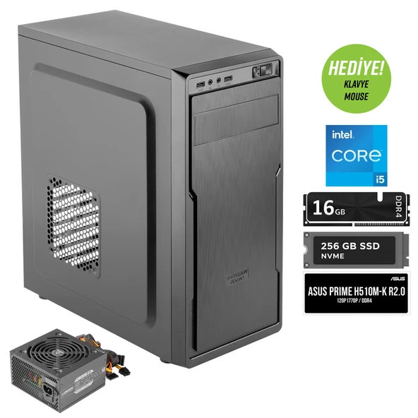 Green Ava Plus İntel i5 11400 İşlemci 16GB DDR4 Ram 256GB M2 SSD Freedos Masaüstü Bilgisayar