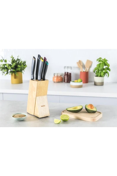 Fresh Kitchen Paslanmaz Çelik Ahşap Blok & 5 Parça Bıçak Seti - 2100130351 - Resim 6