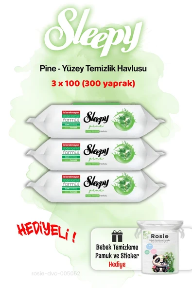 Sleepy 3 Paket Pine Çam Ferahlığı Islak Havlusu ve ROSIE ürün görseli