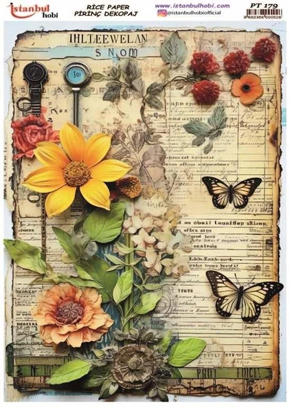 İstanbul Hobi Çiçek Temalı Pirinç Dekopaj pt179 ürün görseli