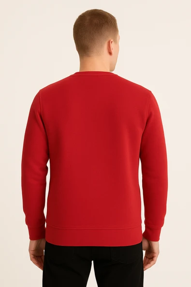 Erkek Üç İp Şardonsuz Sweatshirt Kırmızı - 3