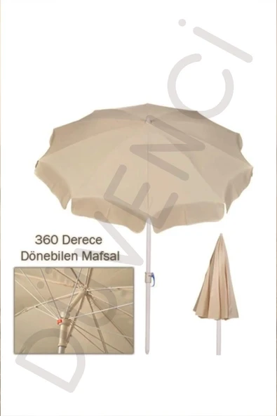 3 Adet Düvenci Krem Plaj Şemsiyesi - 10 telli - 2 M - Eğim Verilebilir - Resim 3