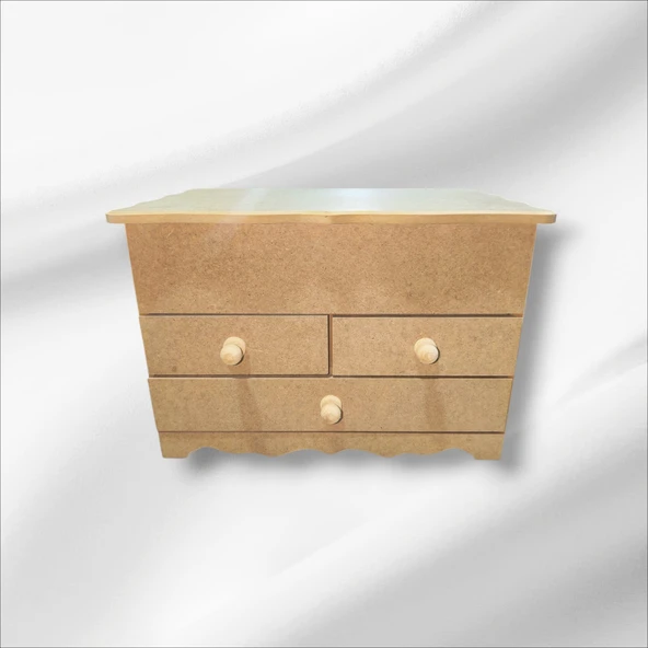 Ahşap-boyanabilir-bölmeli-çekmeceli- Takı-makyaj-aksesuar Dekoratif-çok Amaçlı Organizer Kutu - 2