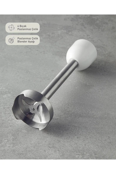 English Home Rmb 3001 4 Bıçaklı Multi Blender Seti Beyaz-bakır - Resim 3