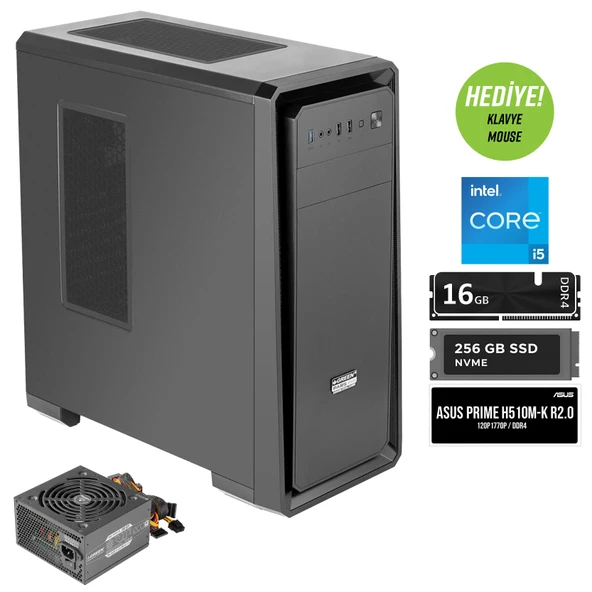 Green Pars Evo İntel i5 11400 İşlemci 16GB DDR4 Ram 256GB M2 SSD Freedos Masaüstü Bilgisayar