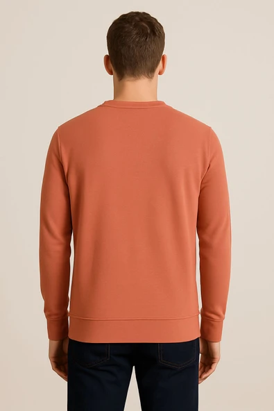 Erkek Üç İp Şardonsuz Sweatshirt Somon - 3