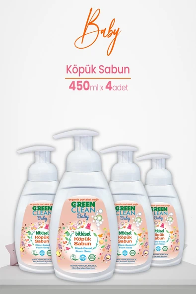 Green Clean Baby Köpük Sabun Portakal Yağlı 450 ml x 4 Adet ürün görseli