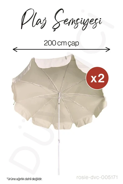 Düvenci Krem Plaj Şemsiyesi 2 Adet - 10 telli - 2 M - Eğim Verilebilir ürün görseli