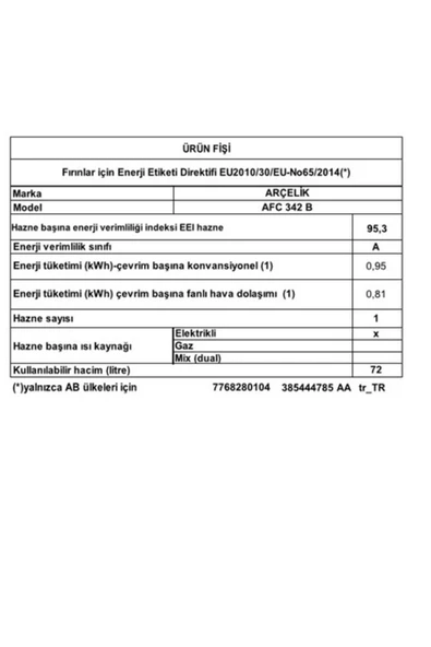 Arçelik  AFC 342 B AFry Ankastre Fırın - 8