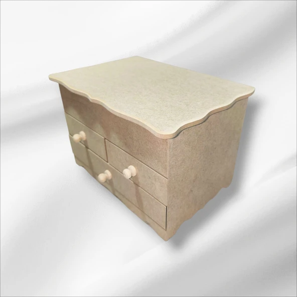 Ahşap-boyanabilir-bölmeli-çekmeceli- Takı-makyaj-aksesuar Dekoratif-çok Amaçlı Organizer Kutu - 9