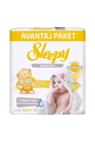 Sleepy Islak Havlu 3x90'lı Sensıtıve Kapaklı ürün görseli