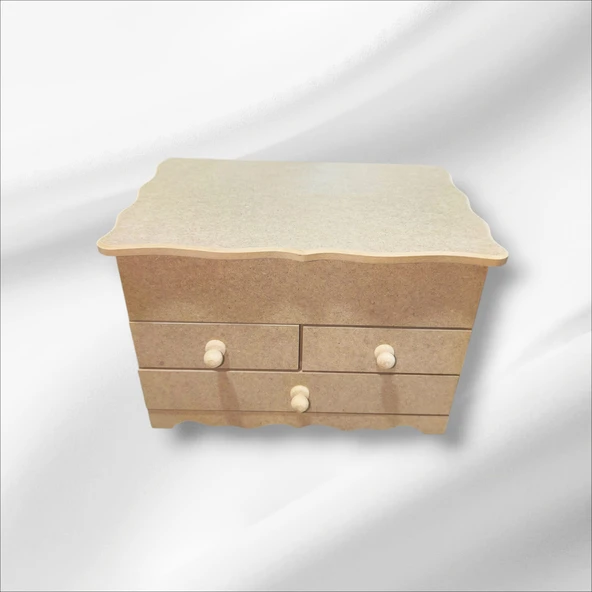 Ahşap-boyanabilir-bölmeli-çekmeceli- Takı-makyaj-aksesuar Dekoratif-çok Amaçlı Organizer Kutu - 10