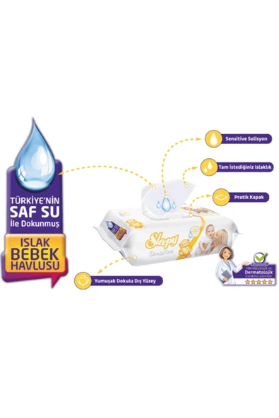 Sleepy Sensitive 90 Yaprak 12 Li Paket Islak Mendil - Resim 3