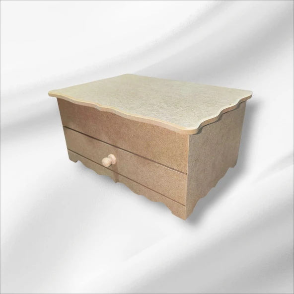 Ahşap-boyanabilir-bölmeli-çekmeceli- Takı-makyaj-aksesuar Dekoratif-çok Amaçlı Organizer Kutu - 10