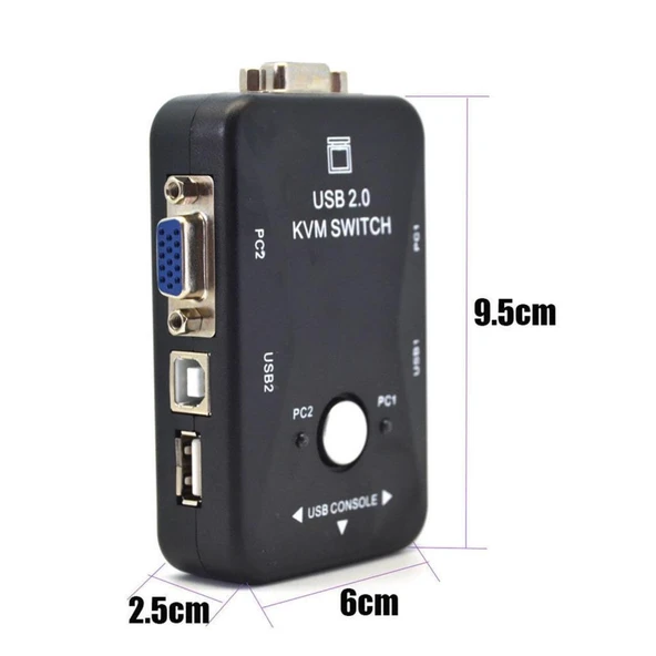 4509 2 Port USB to KVM Switch Çoklu Pc Kasa Çoklayıcı - Resim 5