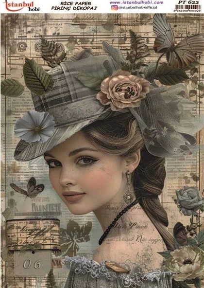 İstanbul Hobi Çiçek Temalı Pirinç Dekopaj pt622 ürün görseli