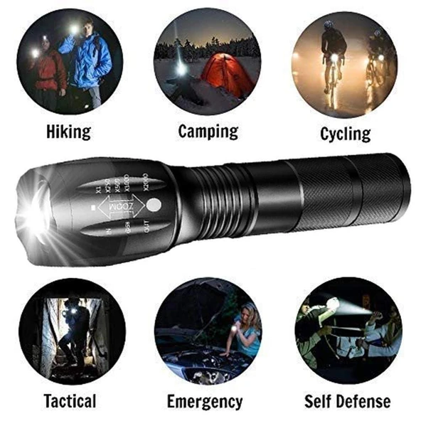 Single Sword Şarjlı Su Geçirmez El Feneri - Metal Gövde Ultra Yüksek Parlak - 4