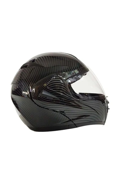 VIRTUE ÇENE AÇILIR KASK KARBON SİYAH L - Resim 5