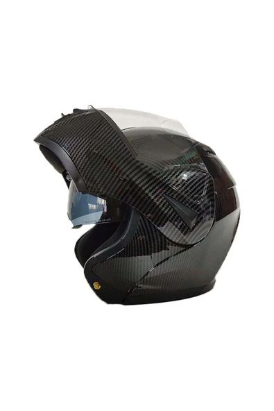 VIRTUE ÇENE AÇILIR KASK KARBON SİYAH L - Resim 2