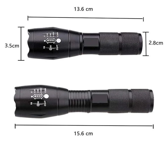 Single Sword Şarjlı Su Geçirmez El Feneri - Metal Gövde Ultra Yüksek Parlak - 2