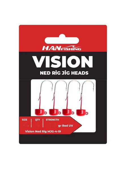 Hanfish Vision Ned Rig Red Uv Jig Head ürün görseli
