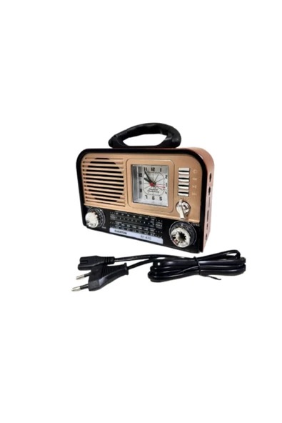 ataşbey RT-670 Retro Bluetooth Radyo Saatli Hoparlör USB, SD Kart, FM Radyo, Şarjlı ürün görseli