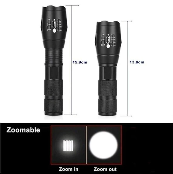 Single Sword Şarjlı Su Geçirmez El Feneri - Metal Gövde Ultra Yüksek Parlak - 10