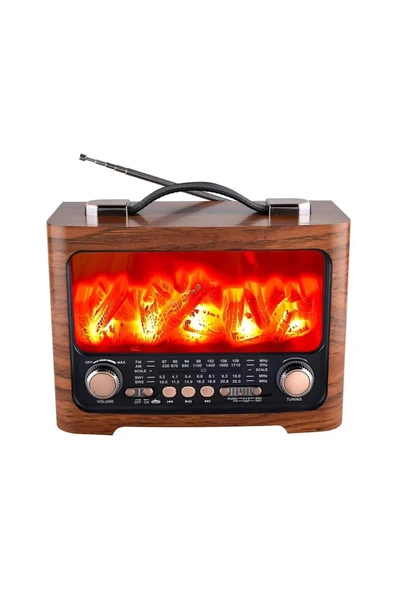 ataşbey Rt-733 Şömine Görünümlü Nostaljik Bluetooth-usb-sd Radyo Mp3 Müzik Kutusu