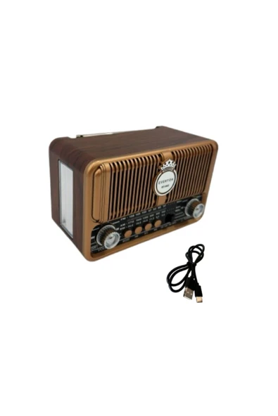ataşbey Retro Tasarımlı RT-660 3 Band Radyolu Bluetooth Hoparlör - Güneş Paneli, USB Müzik Çalar Özellikli