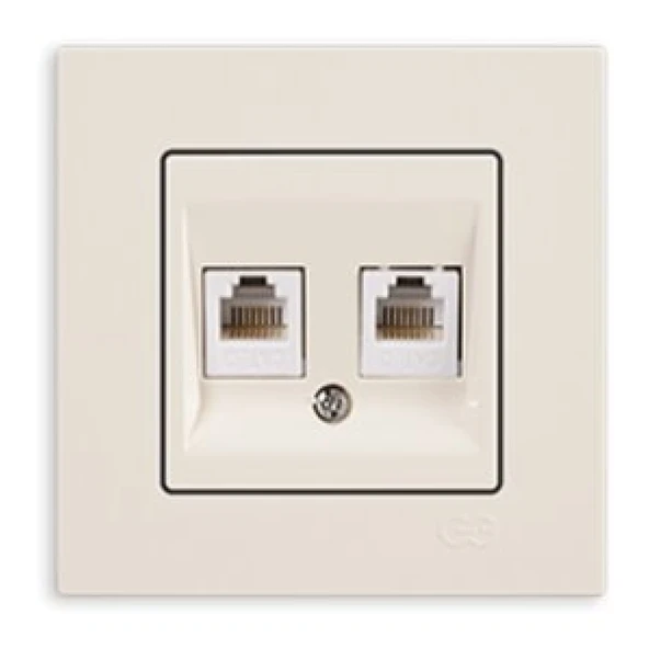 GÜNSAN EQONA KREM İKİLİ NUMERİS PRİZ (ÇRÇVLİ) - Resim 2