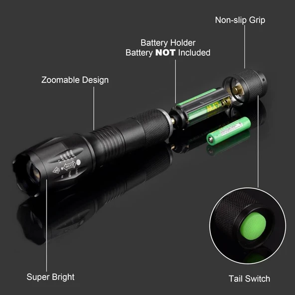 Single Sword Şarjlı Su Geçirmez El Feneri - Metal Gövde Ultra Yüksek Parlak - 8
