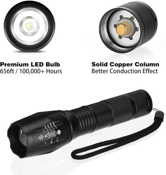 Single Sword Şarjlı Su Geçirmez El Feneri - Metal Gövde Ultra Yüksek Parlak - 9