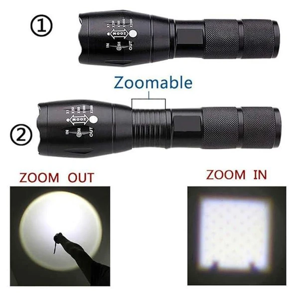 Single Sword Şarjlı Su Geçirmez El Feneri - Metal Gövde Ultra Yüksek Parlak - 5