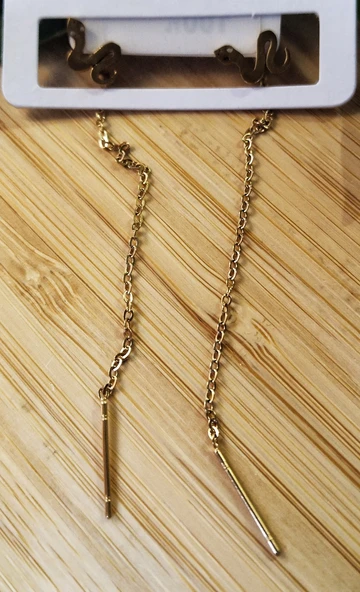 Monalisa Home Gold Renk Metalik Yılan Figürlü Sallantılı Küpe