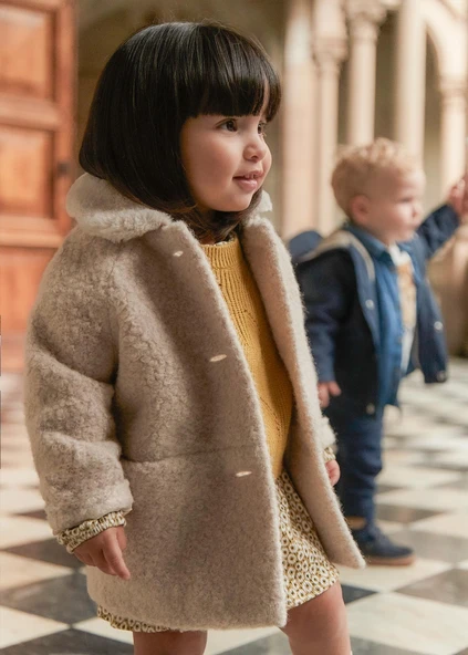 Mayoral Kız Bebek Kürklü Kaşe Kaban