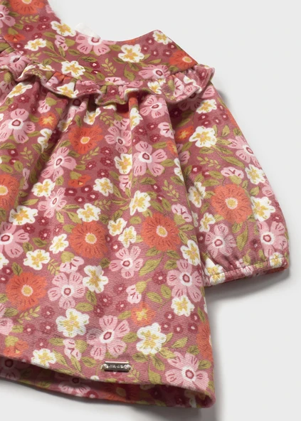 Mayoral Newborn Kız Bebek Baskılı Kadife Elbise - 3