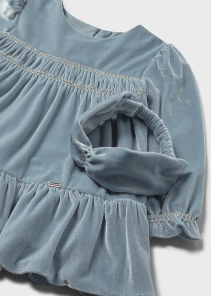 Mayoral Kız Bebek Uzun Kol Kadife Elbise - Resim 3