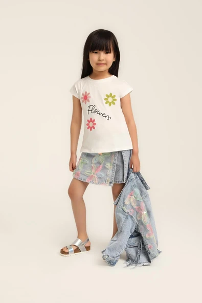 Kız Bebek Tül Çiçekli Şort Etek ürün görseli