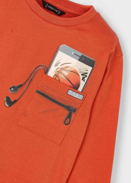 Mayoral Erkek Çocuk Uzun Kol Telefon Modelli Tshirt - Resim 4