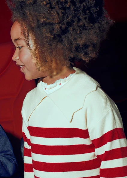 Mayoral Kız Çocuk Geniş Yaka Çizgili Kazak - 5