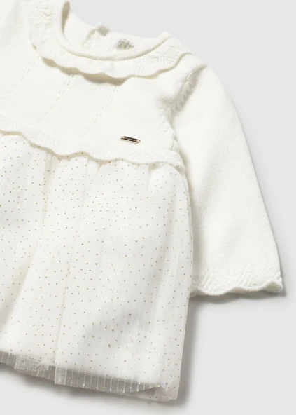 Mayoral Newborn Kız Bebek Tül Gövdeli Triko Elbise - Resim 3